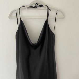 Zara black silk dress with tie halter straps